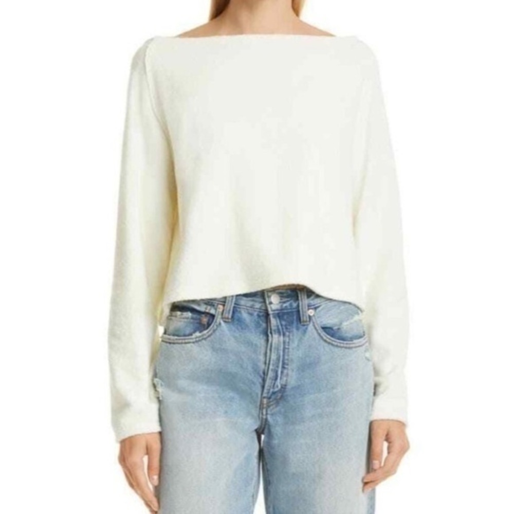 ATM Anthony Thomas Melillo Loop Terry Cotton Sweatshirt Ivory White wome…